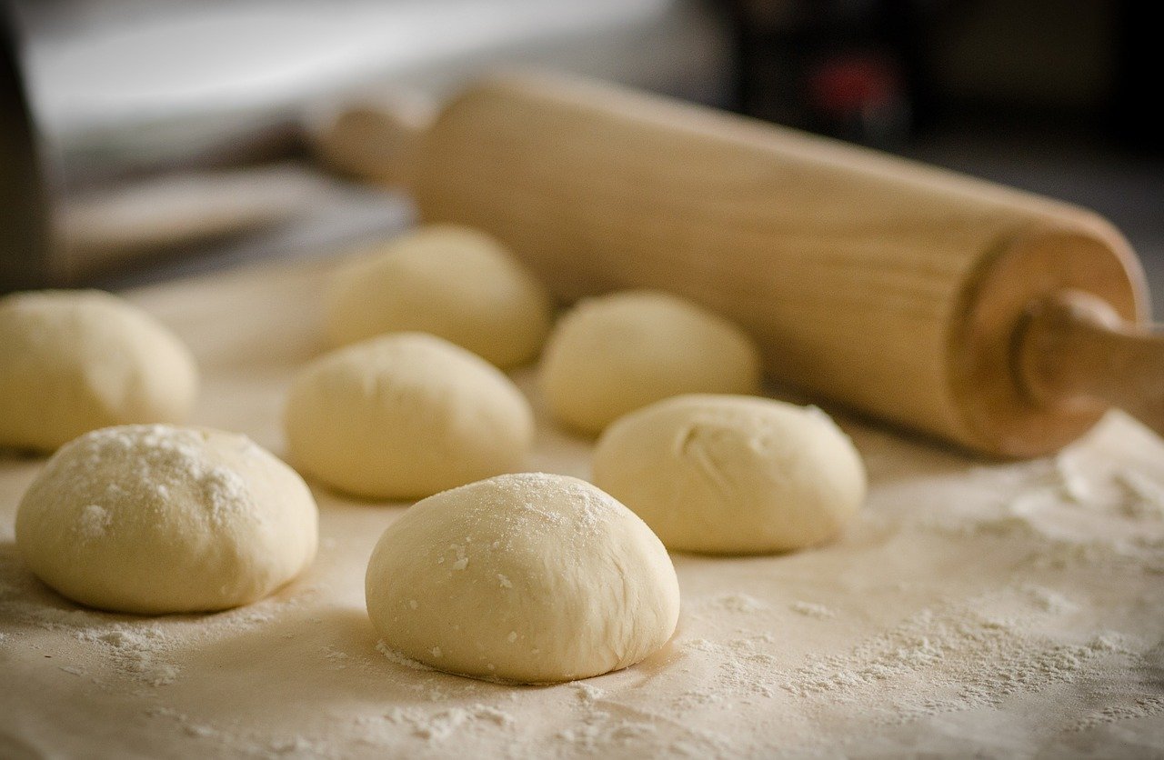 Dough balls with rolling pin